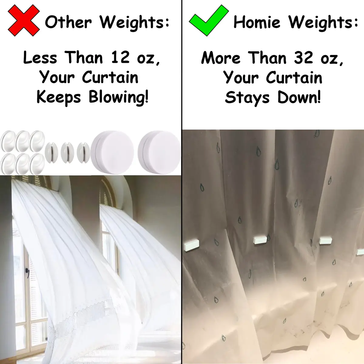 Homie Magnetic Curtain Weights 8 Pack Waterproof Magnets + Carrying Case, 204g (7.2 oz) Total Weight | Stop Curtains Blowing - view 2