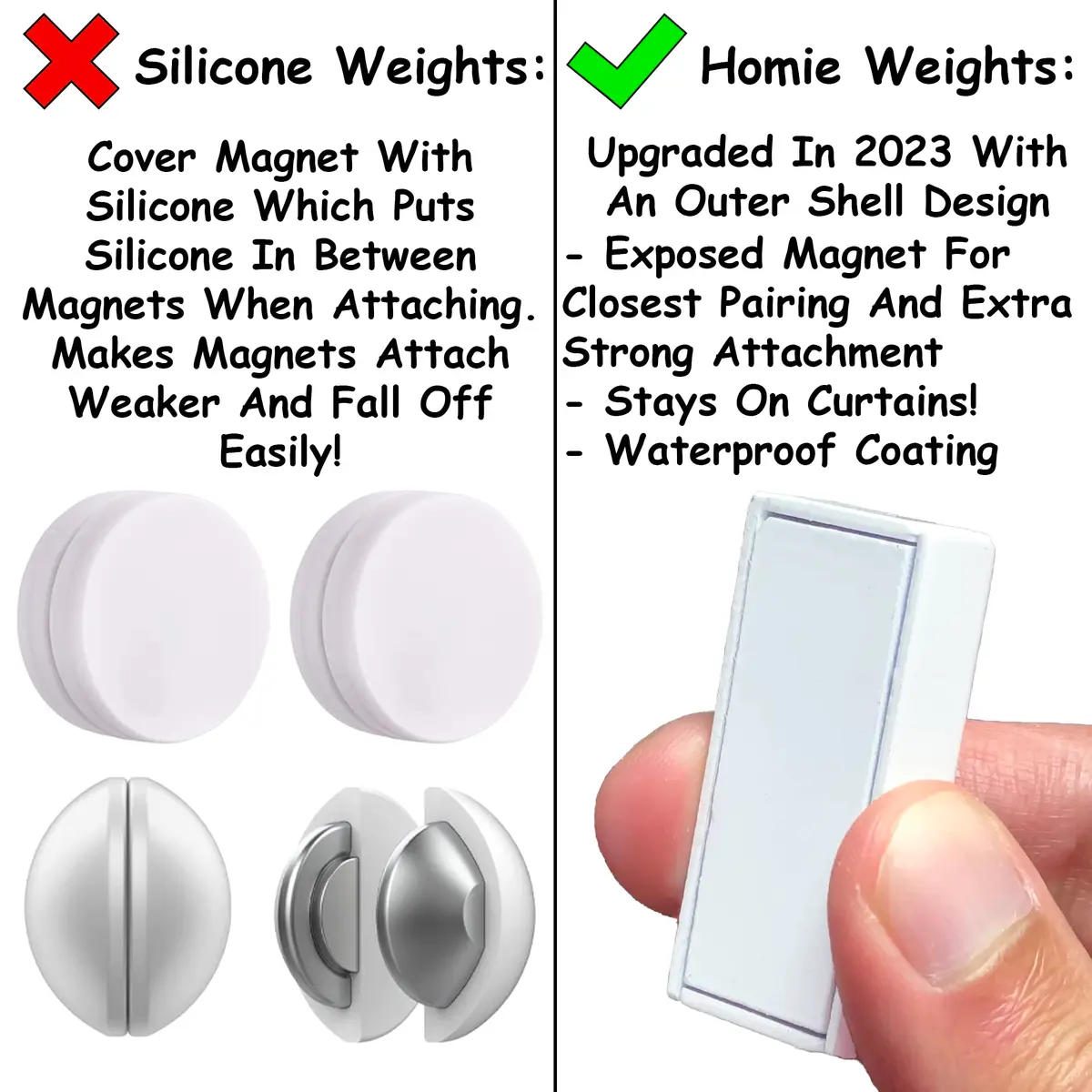 Homie Magnetic Curtain Weights 8 Pack Waterproof Magnets + Carrying Case, 204g (7.2 oz) Total Weight | Stop Curtains Blowing - view 3