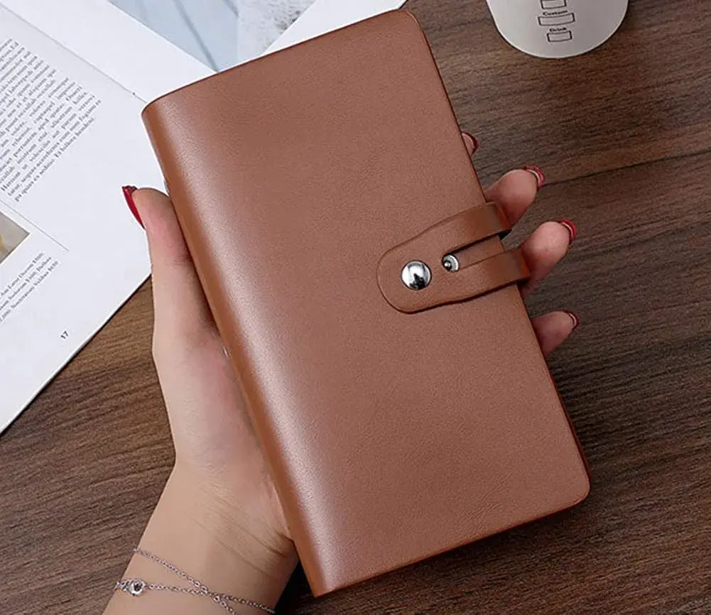 JERLA RFID Credit Card Holder Book with 96 Slots - Rich Brown Genuine PU Leather Organizer - view 2