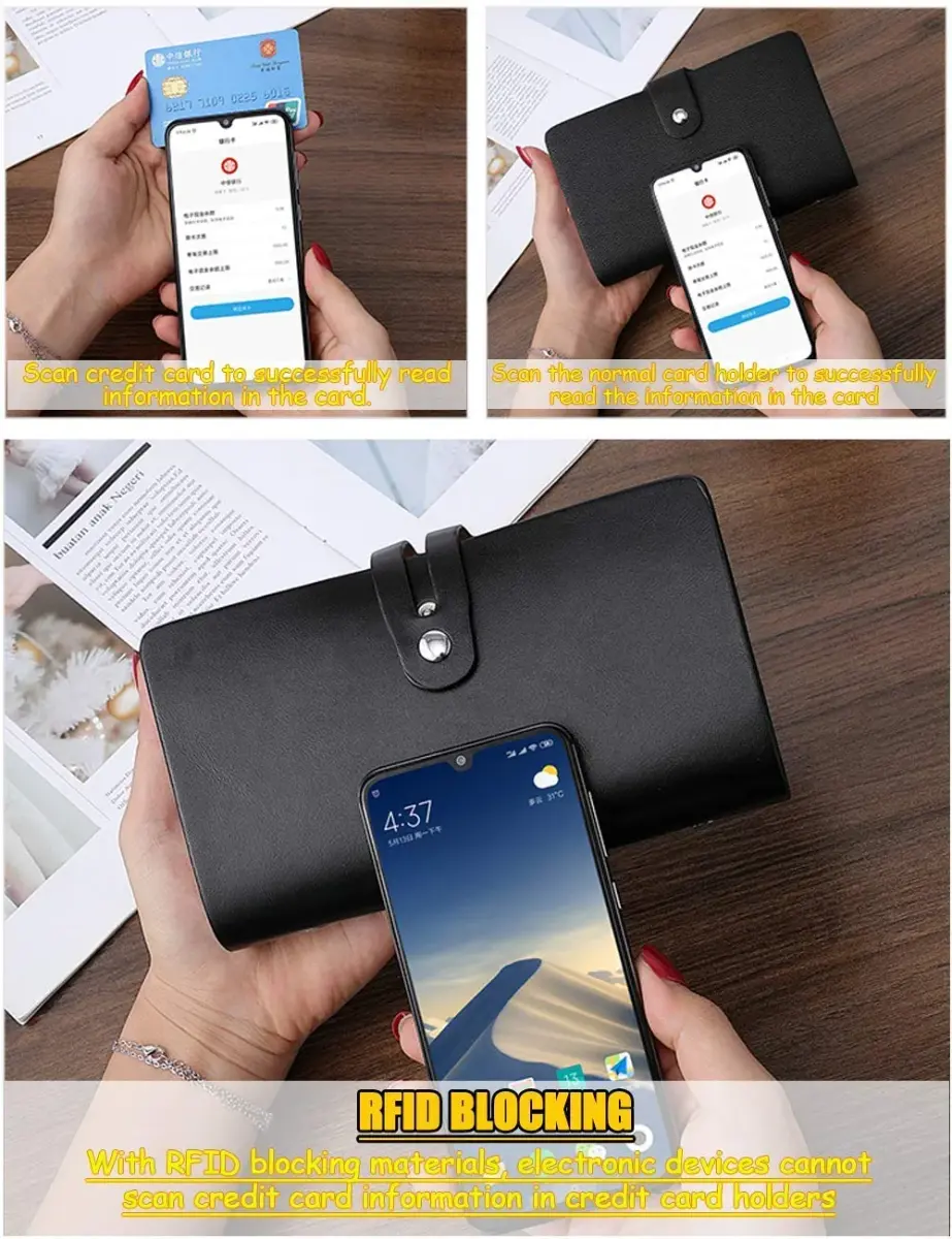 JERLA RFID Credit Card Holder Book with 96 Slots - Rich Brown Genuine PU Leather Organizer - view 4