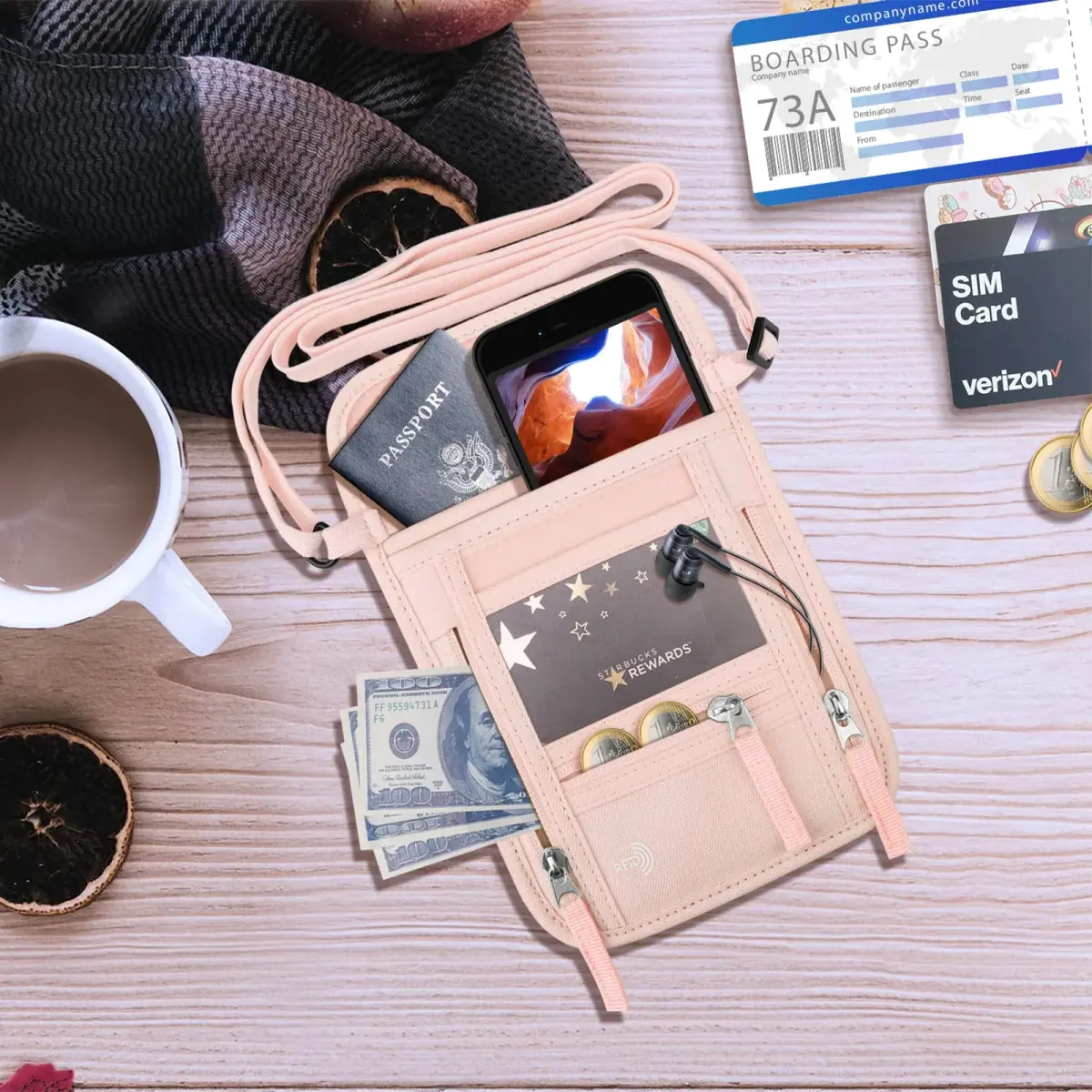WALNEW RFID Blocking Passport Holder Neck Pouch 19cm (7.5in) | Secure Travel Wallet for Men & Women - view 7