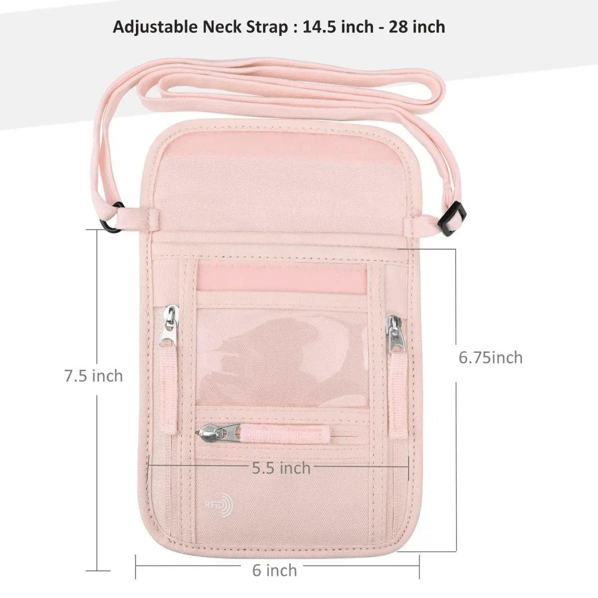 WALNEW RFID Blocking Passport Holder Neck Pouch 19cm (7.5in) | Secure Travel Wallet for Men & Women - view 2