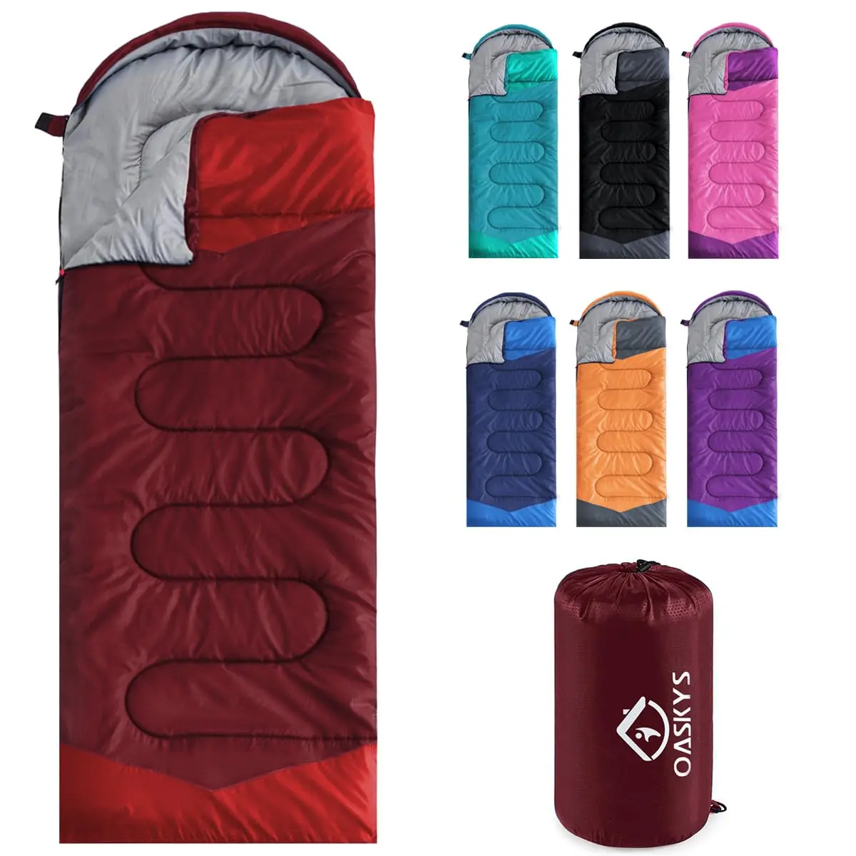 oaskys Camping Sleeping Bag - 3 Season Waterproof & Lightweight | Suitable for Adults & Kids - main product image