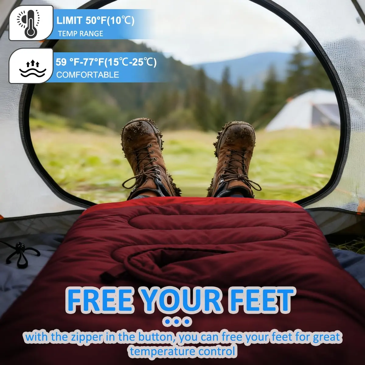 oaskys Camping Sleeping Bag - 3 Season Waterproof & Lightweight | Suitable for Adults & Kids - view 7
