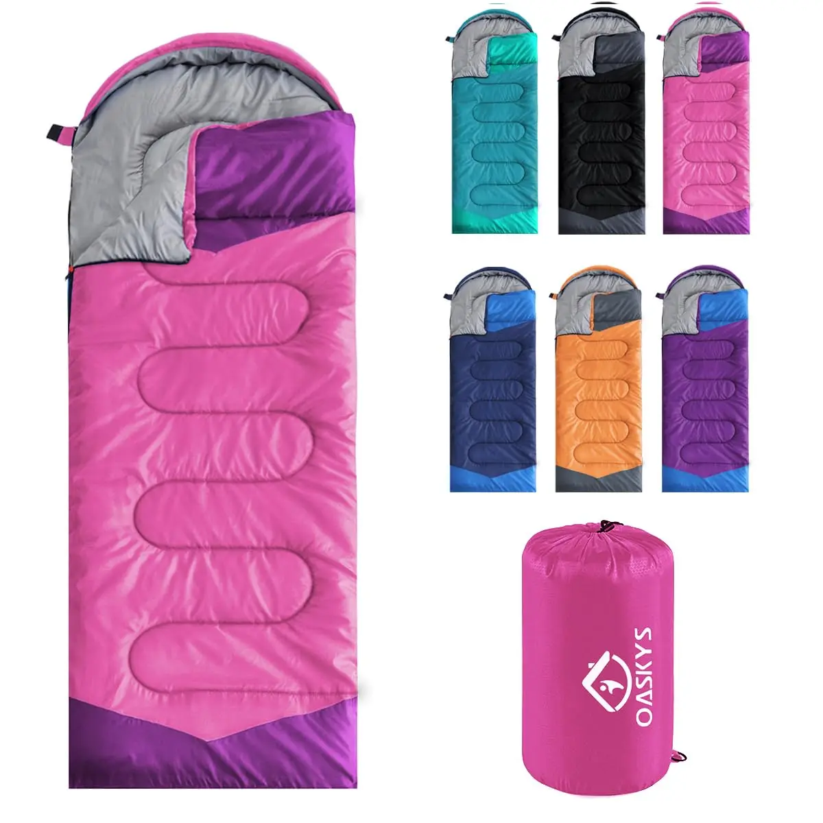 oaskys Camping Sleeping Bag - 3 Season Warm & Cool Weather | Waterproof & Lightweight for Adults & Kids - main product image