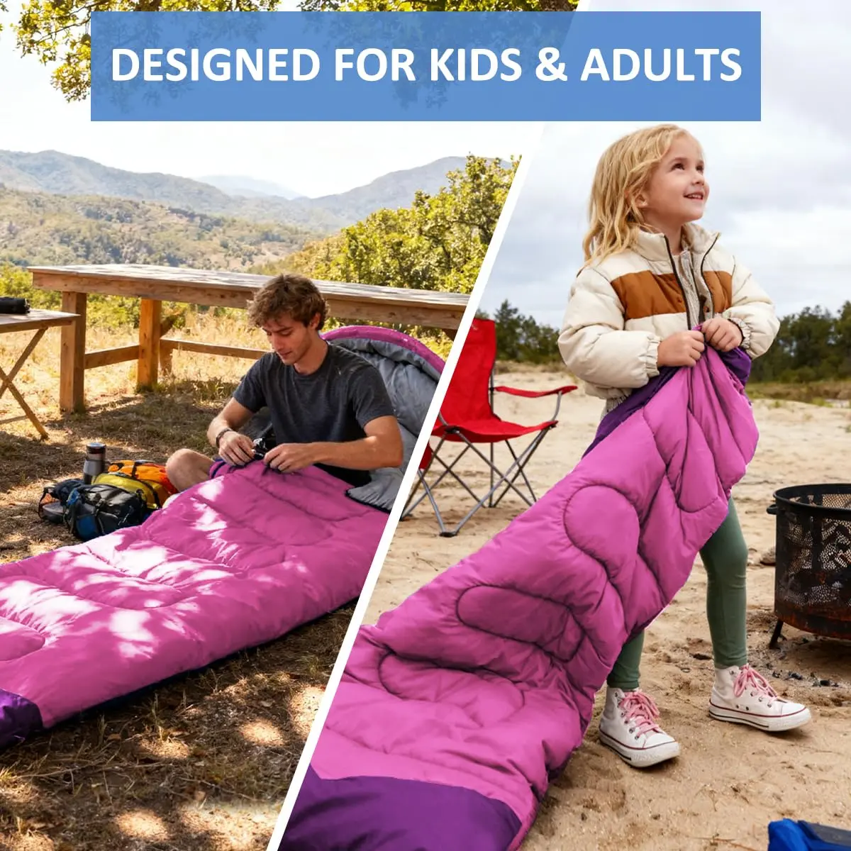 oaskys Camping Sleeping Bag - 3 Season Warm & Cool Weather | Waterproof & Lightweight for Adults & Kids - view 6