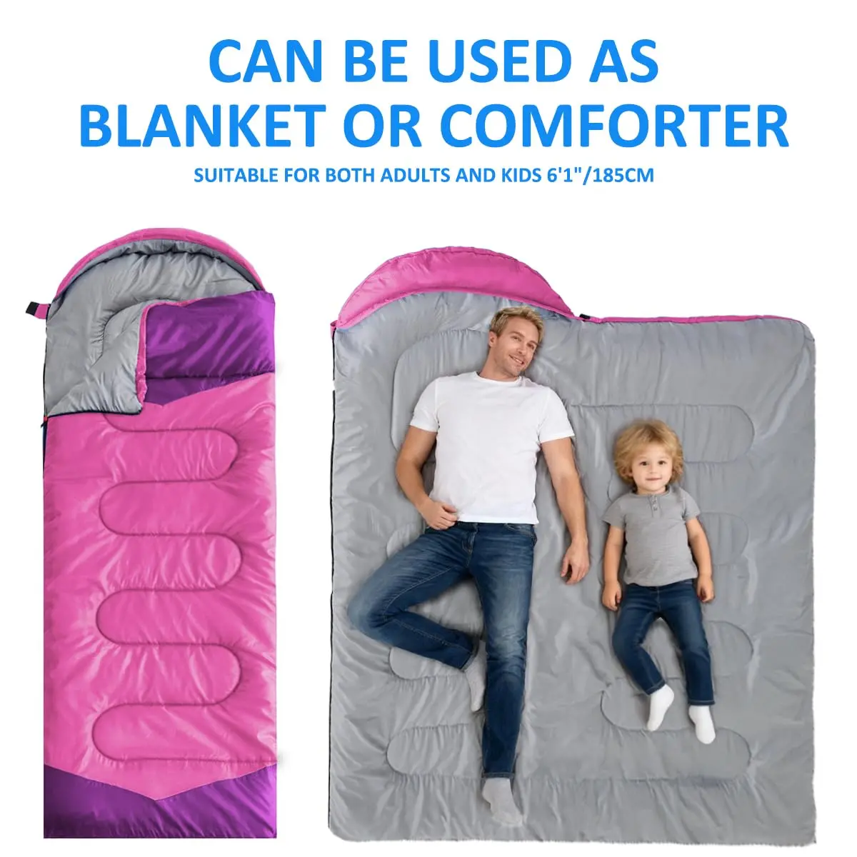 oaskys Camping Sleeping Bag - 3 Season Warm & Cool Weather | Waterproof & Lightweight for Adults & Kids - view 3