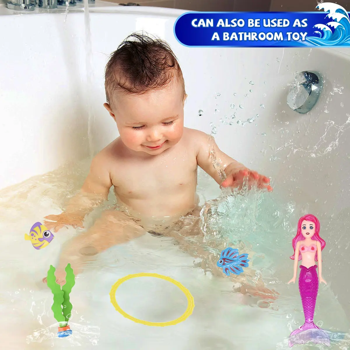 JOINBO 24 Pcs Diving Pool Toys for Kids Ages 3-12 | Set with Storage Bag, Non-toxic ABS, Sinking & Fun - view 5