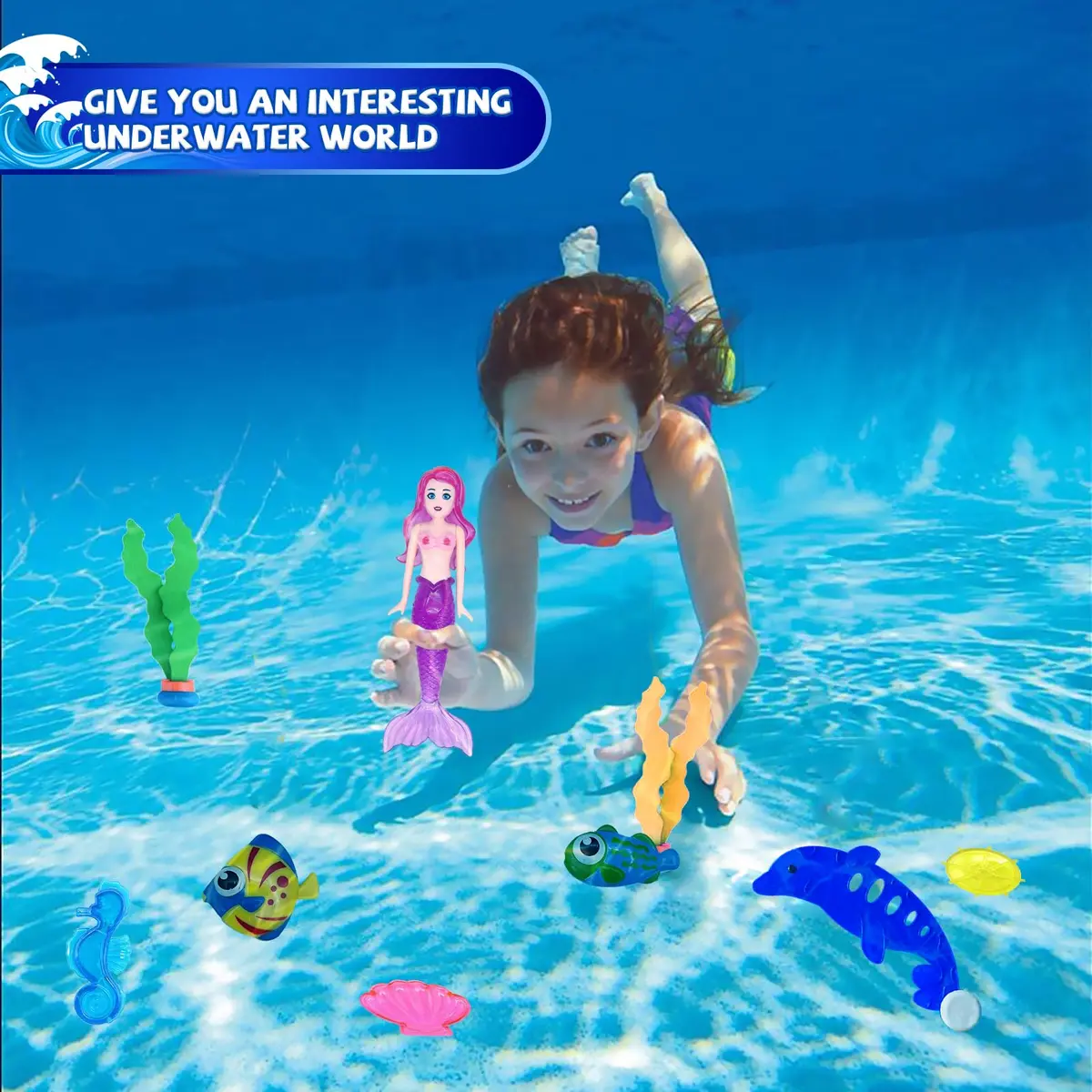 JOINBO 24 Pcs Diving Pool Toys for Kids Ages 3-12 | Set with Storage Bag, Non-toxic ABS, Sinking & Fun - view 2