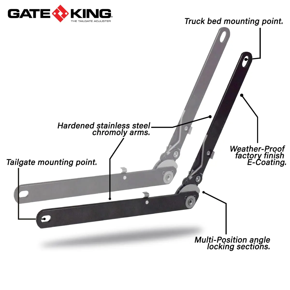 GATE KING Ratcheting Multi Position Pickup Truck Tailgate Adjuster 2007-2018 | Made in USA - view 4