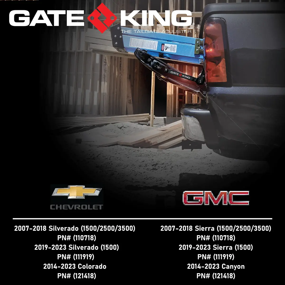 GATE KING Ratcheting Multi Position Pickup Truck Tailgate Adjuster 2007-2018 | Made in USA - view 5