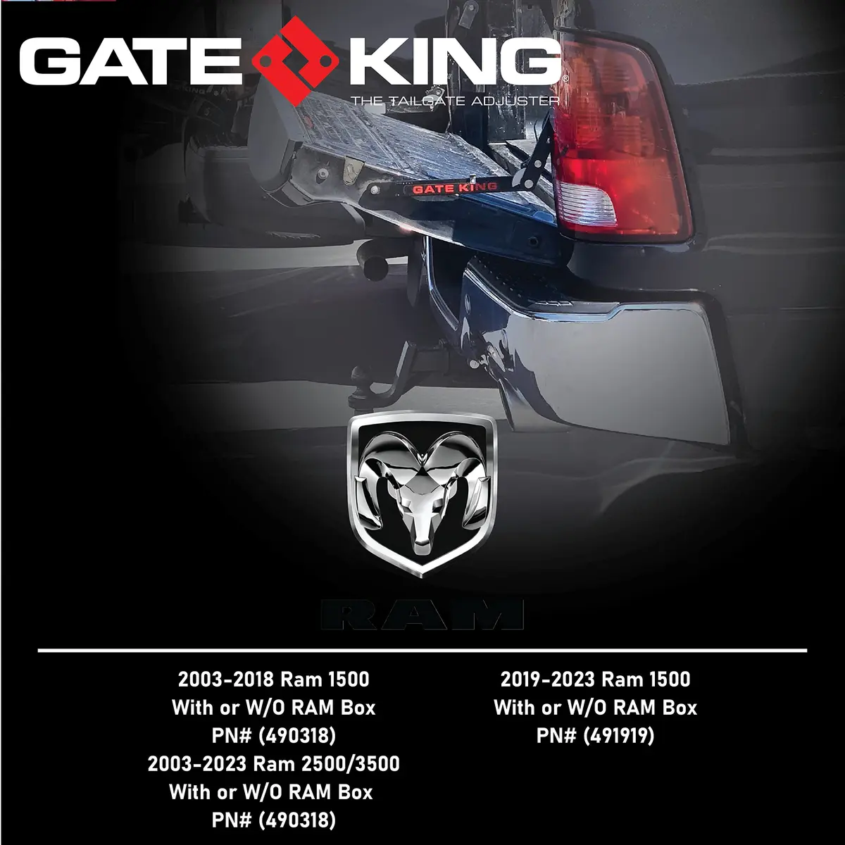 GATE KING Ratcheting Multi Position Pickup Truck Tailgate Adjuster 1500 (2019-2023) Made in USA | Heavy-Duty, Easy Install - view 5