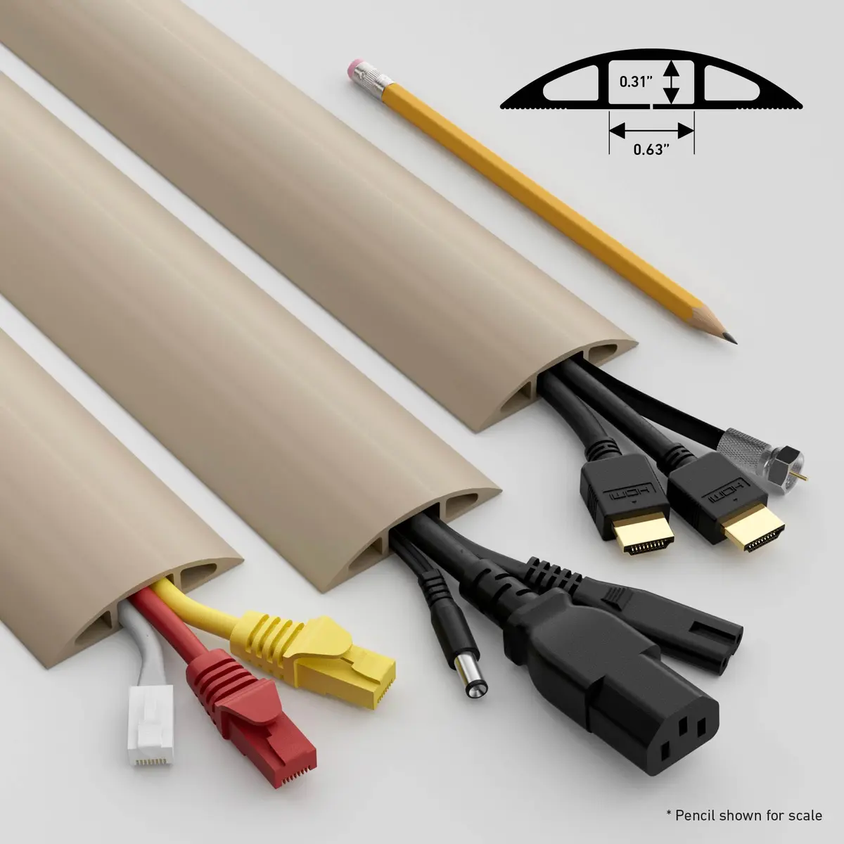 D-Line 6ft Floor Cord Cover Beige | Heavy Duty Cable Protector for Floors - view 6