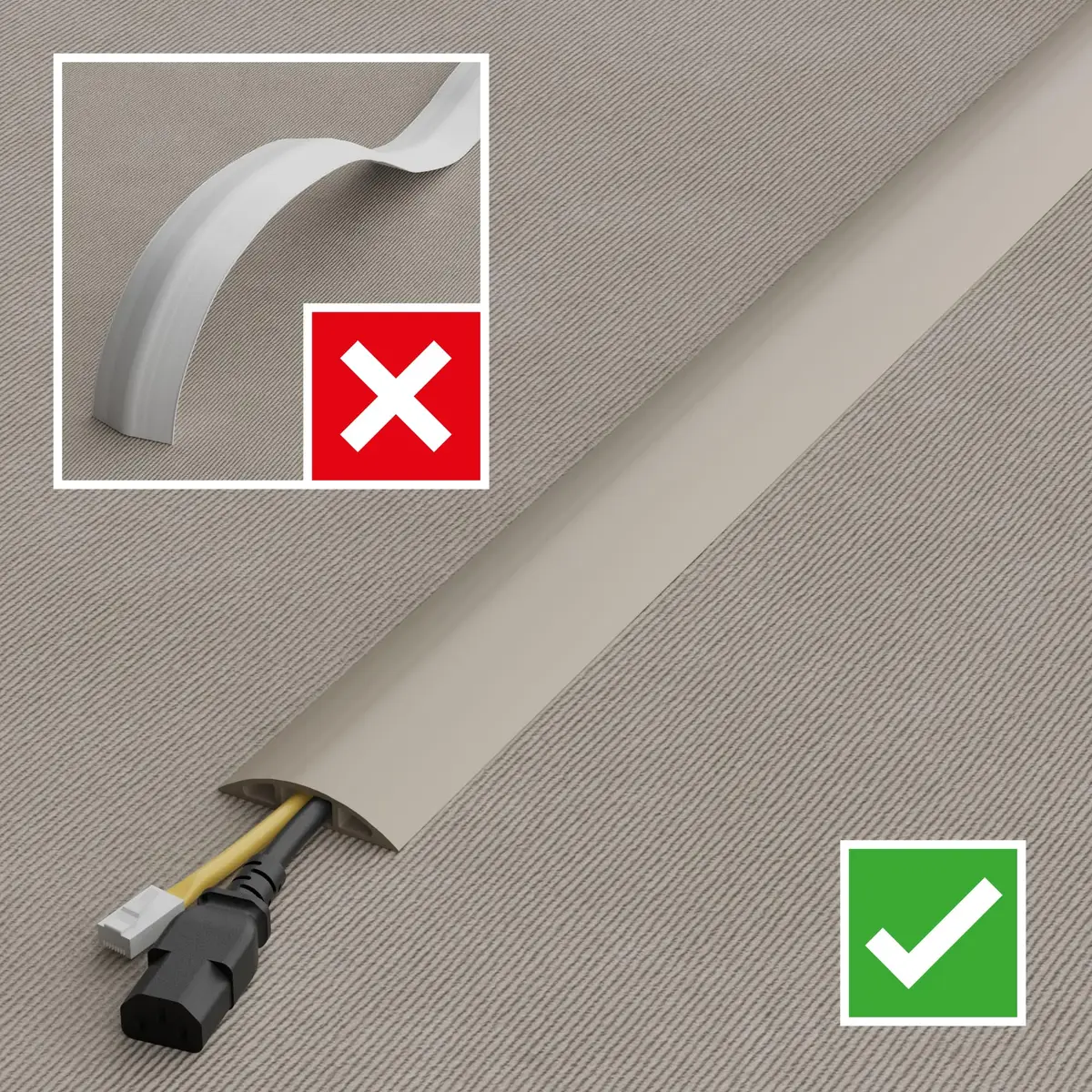 D-Line 6ft Floor Cord Cover Beige | Heavy Duty Cable Protector for Floors - view 7