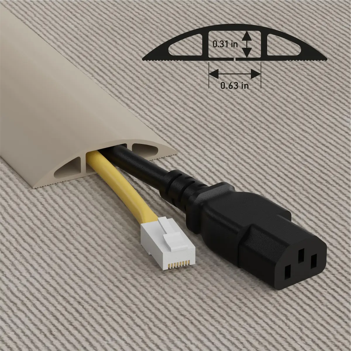 D-Line 6ft Floor Cord Cover Beige | Heavy Duty Cable Protector for Floors - view 3