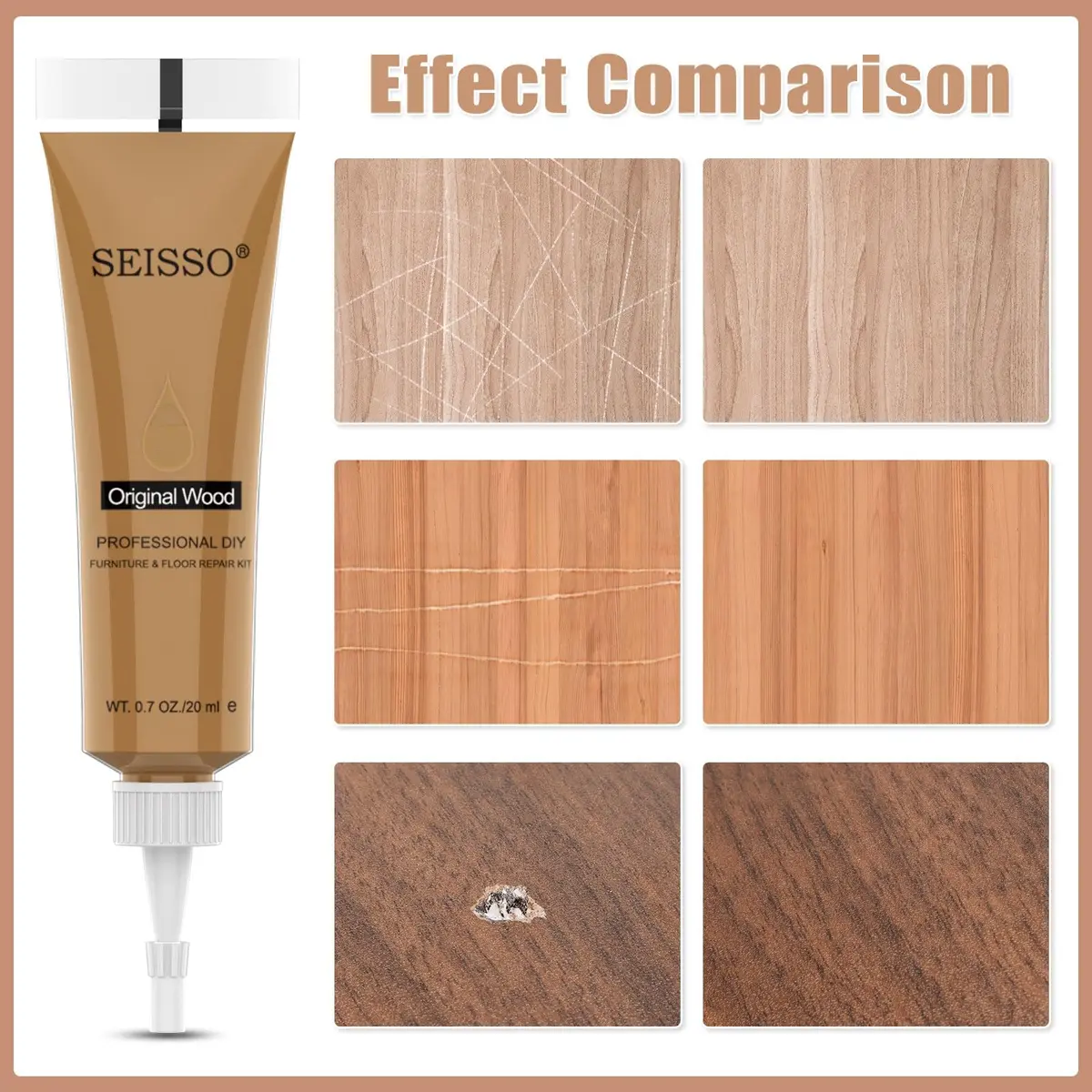 SEISSO Furniture Repair Kit - 12 Colors Wood Filler Paste 28.35 ml (0.96 fl oz) | Fix Scratches, Cracks, Stains on Wood - view 2