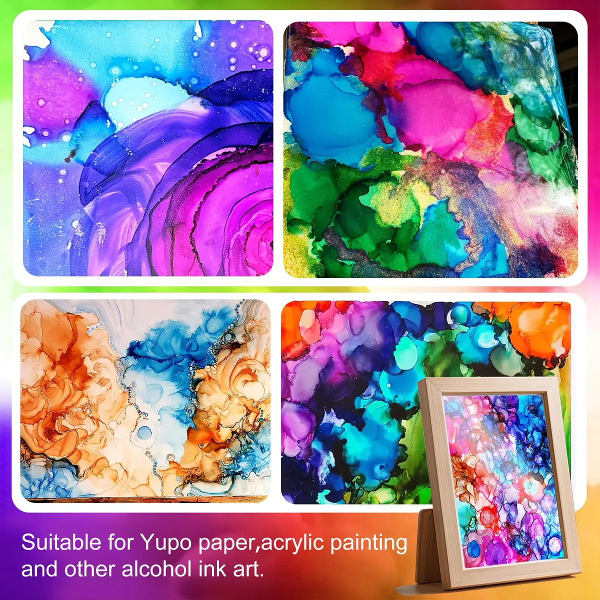 DecorRom Alcohol Ink Set 24 Colors 10ml Bottles | Vibrant Transparent Inks for Resin Art - view 5