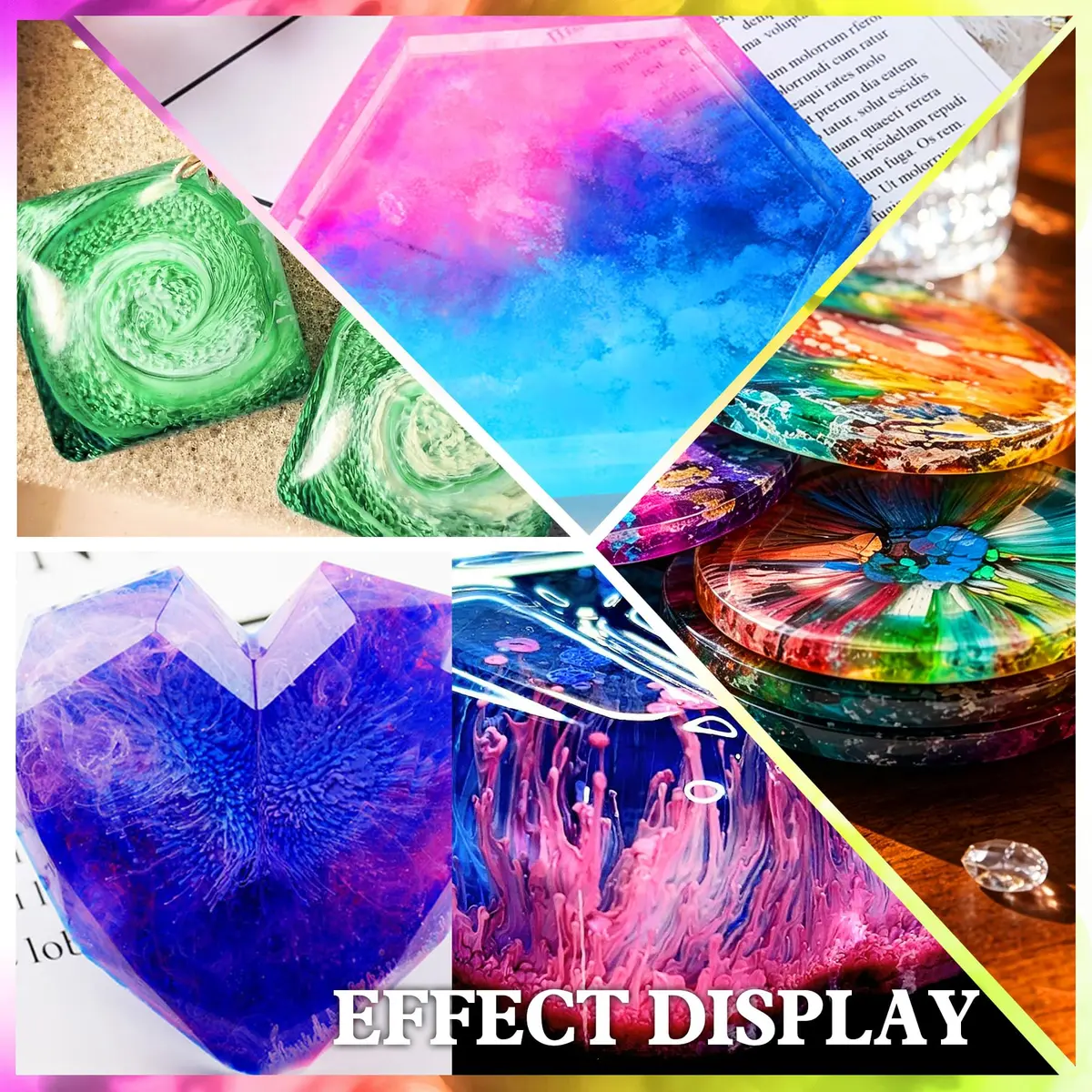 DecorRom Alcohol Ink Set 24 Colors 10ml Bottles | Vibrant Transparent Inks for Resin Art - view 6