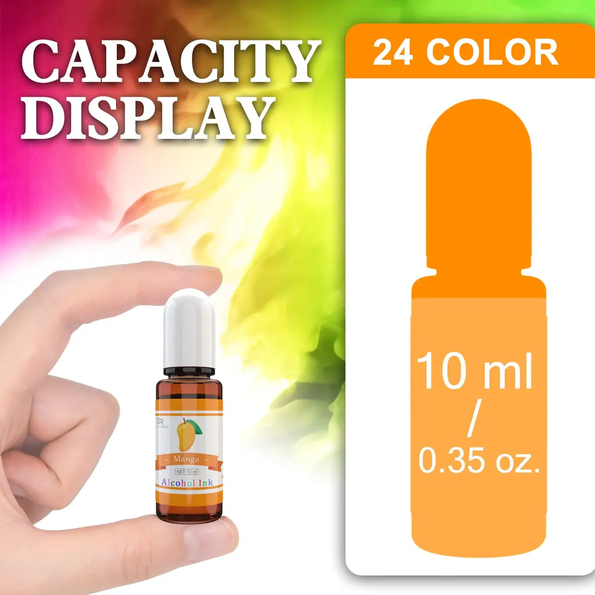 DecorRom Alcohol Ink Set 24 Colors 10ml Bottles | Vibrant Transparent Inks for Resin Art - view 7