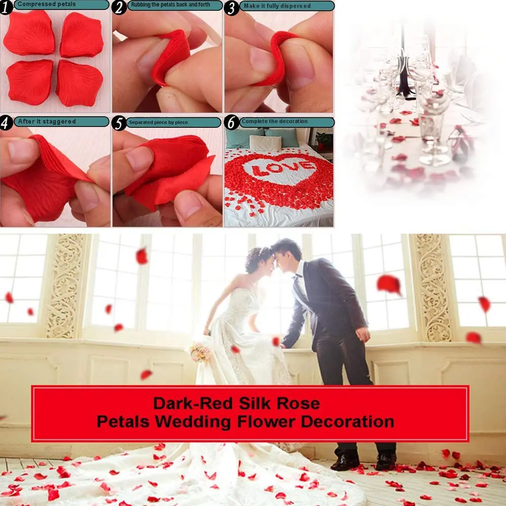 LZXD Light Blue Artificial Silk Rose Petals 1000 Pieces | Realistic Accent for Weddings & Parties - view 5