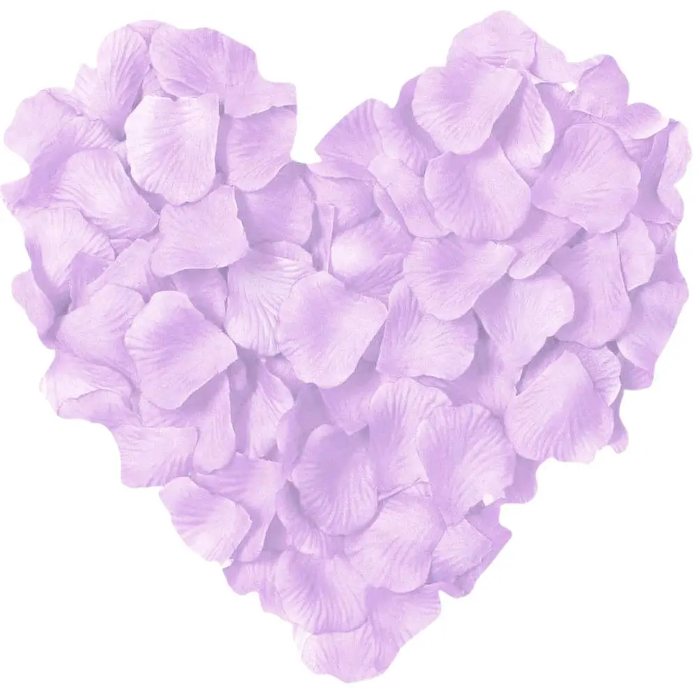 LZXD Light Purple Artificial Silk Rose Petals 2x2 inch | Romantic Wedding & Party Decor - main product image