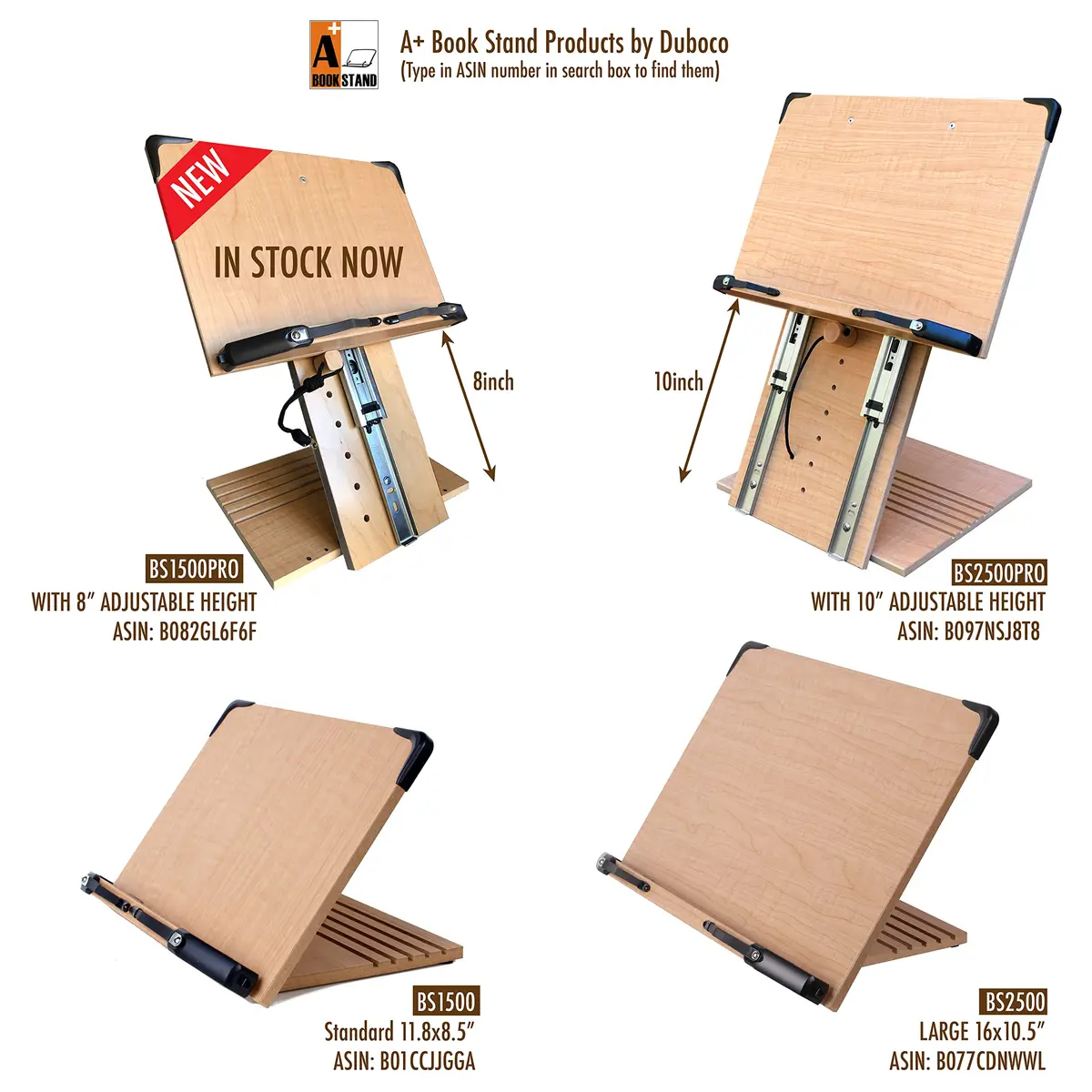 A+ BOOK STAND BS1500PRO Large Portable Height Adjustable Foldable Eye-Level Ergonomic Bookstand Holder with Page Holders | 30 cm (11.81 in) Length - view 5