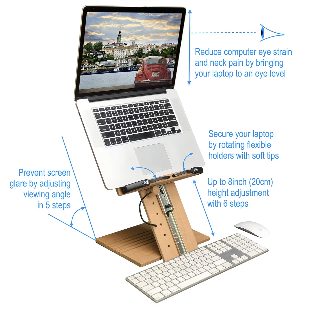 A+ BOOK STAND BS1500PRO Large Portable Height Adjustable Foldable Eye-Level Ergonomic Bookstand Holder with Page Holders | 30 cm (11.81 in) Length - view 3
