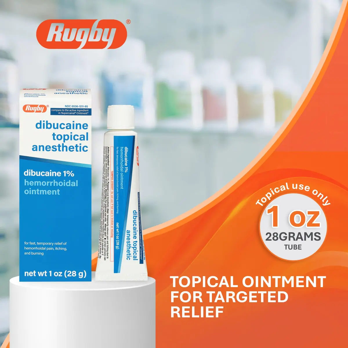 RUGBY LABORATORIES Dibucaine 1% Hemorrhoid Ointment 1 Oz | Fast Relief for Hemorrhoids & Soreness - view 2