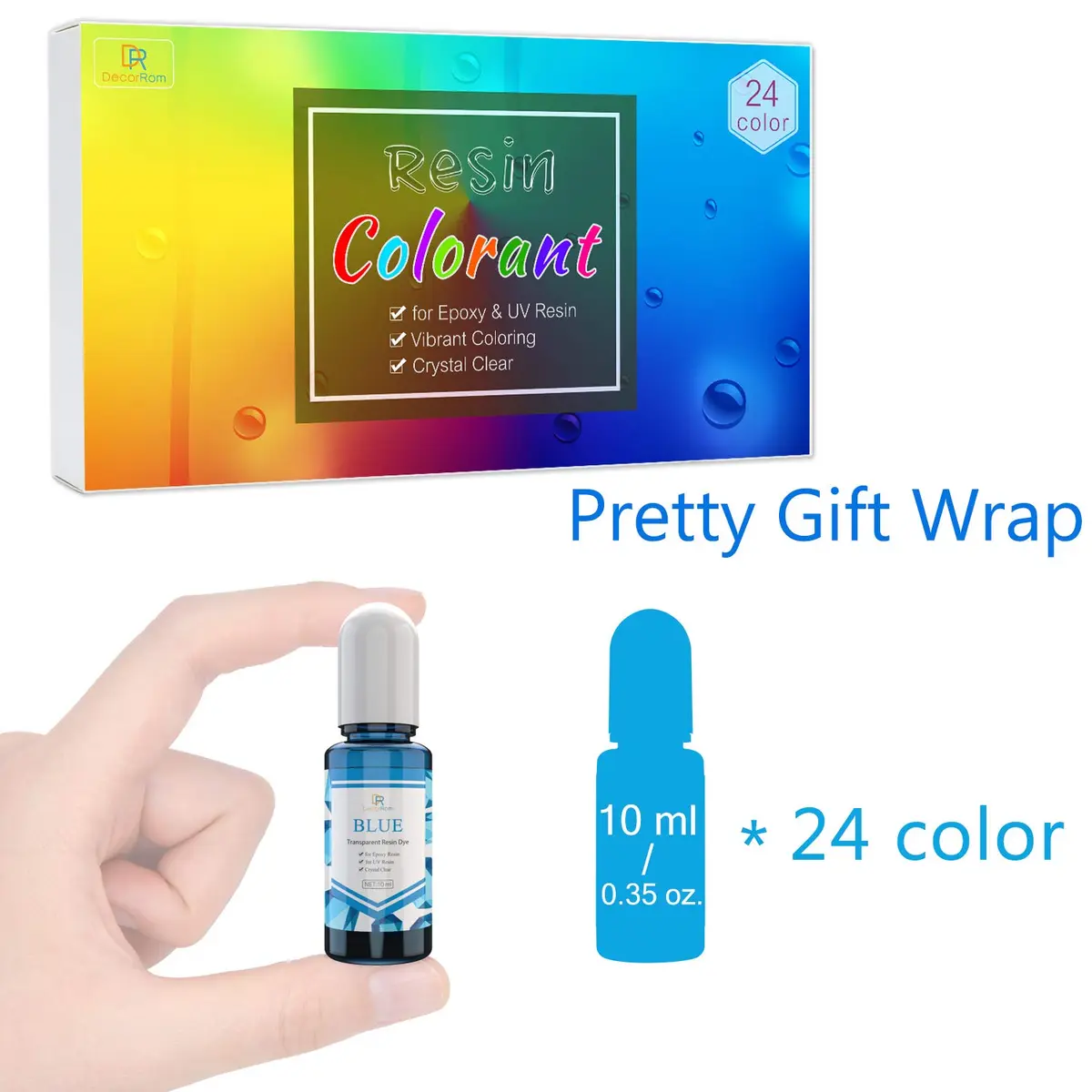 DecorRom 24 Color Epoxy Pigment Set 10ml Each | Crystal Transparent Dye for Resin Art & Jewelry Making - view 6