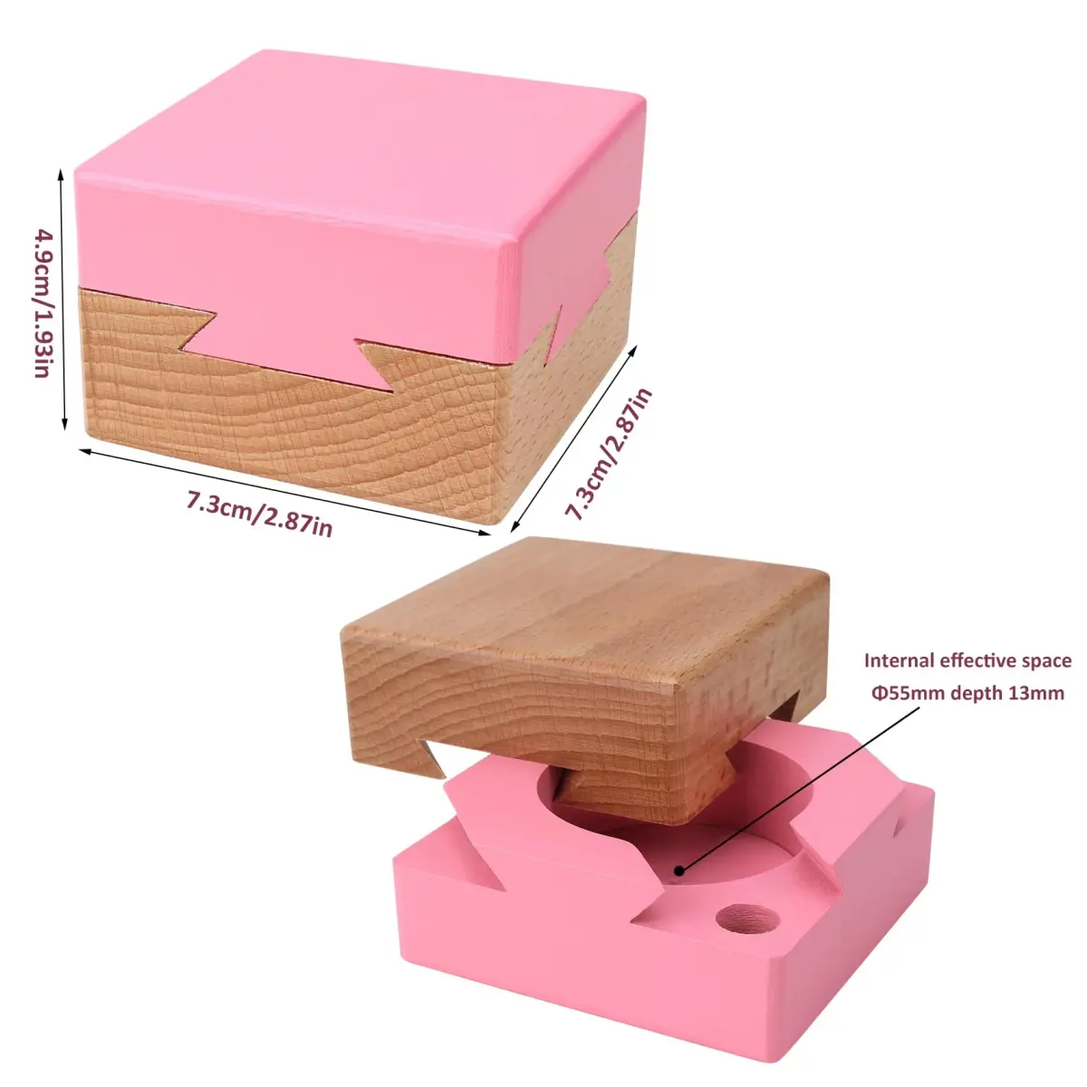DC-BEAUTIFUL Wooden Magic Box Brain Teaser Box, Pink 7.4 cm (2.9 in) | Challenging Puzzle for Adults & Teens - view 3