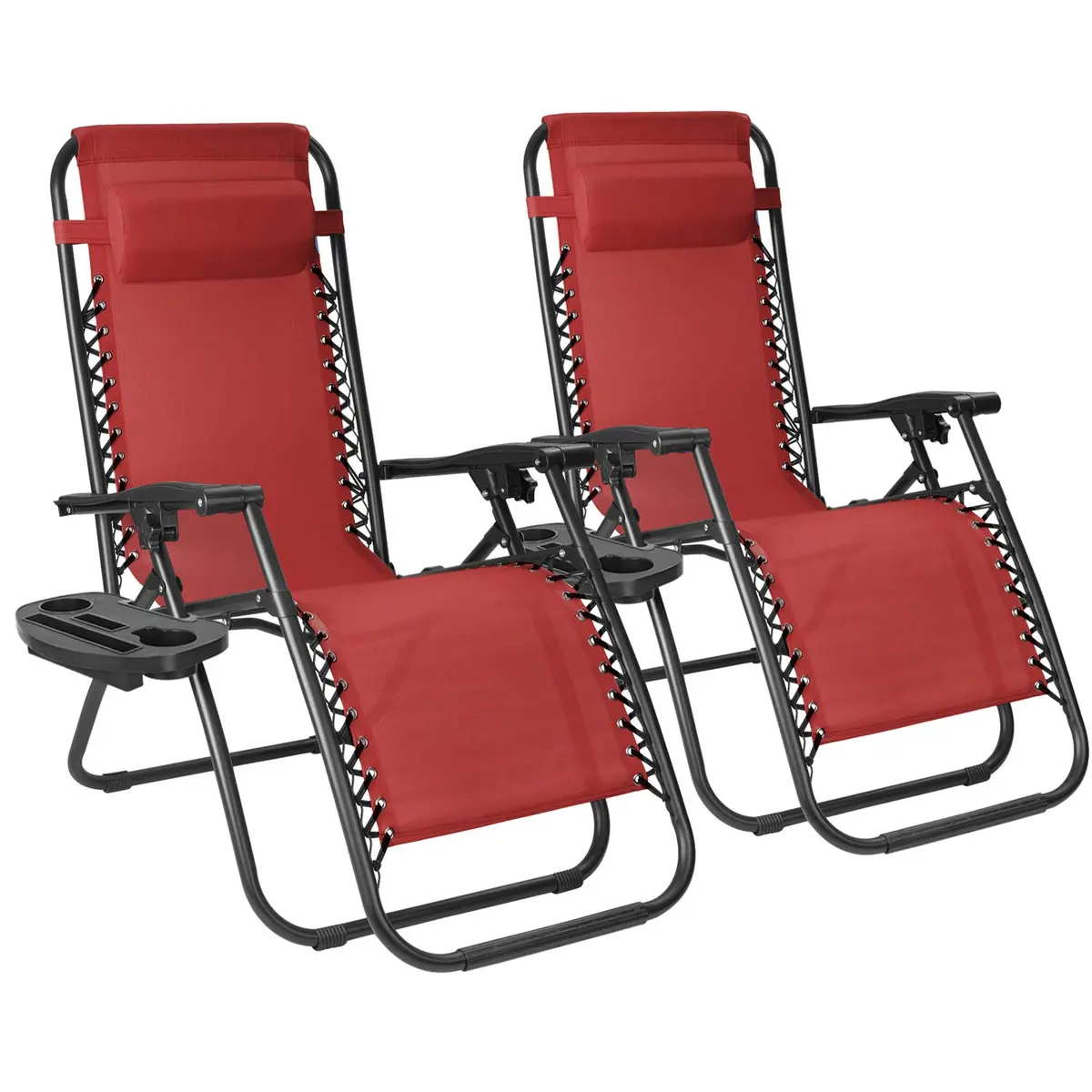 Flamaker Patio Zero Gravity Chair Outdoor Folding Lounge Chair Adjustable Lawn Lounge Chair with Pillow for Poolside Yard Camping (Red) - main product image