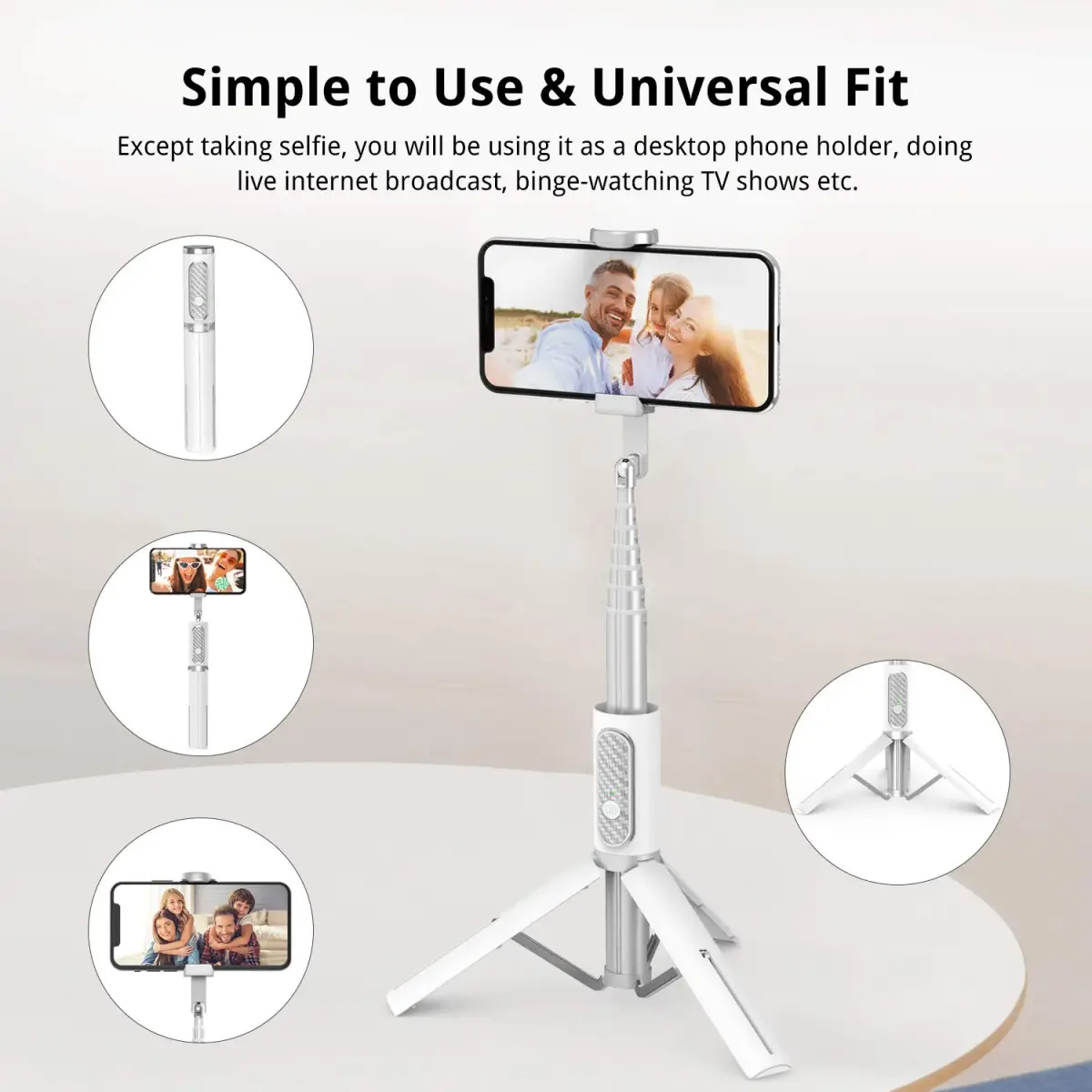 ATUMTEK Selfie Stick Tripod with Bluetooth Remote, 31.3" (79.5 cm) Extendable Aluminum Phone Holder for iPhone & Samsung - view 6