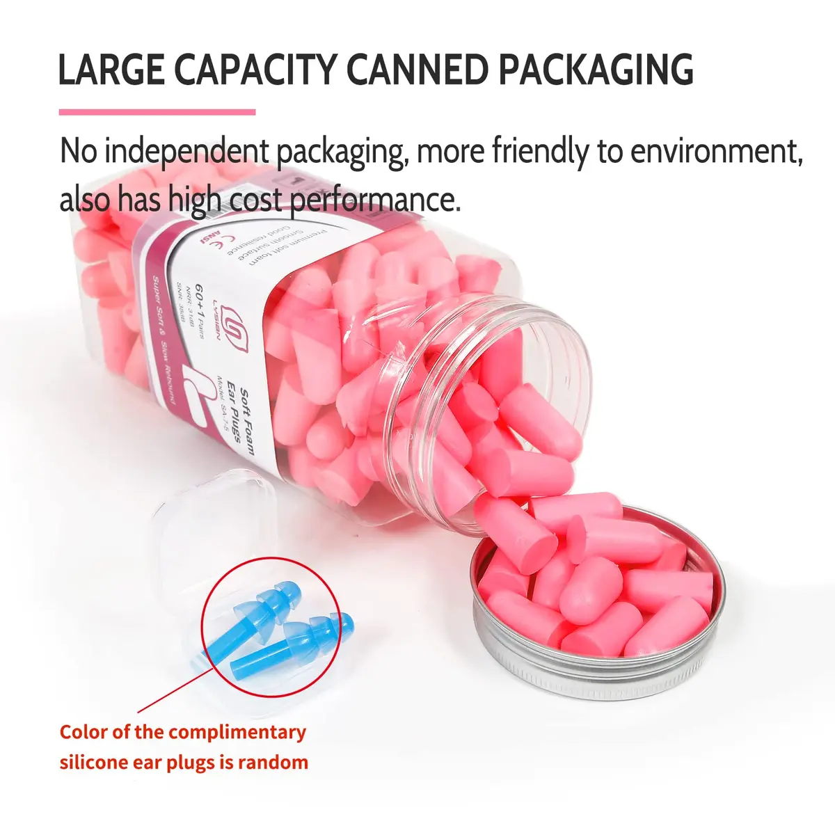 LYSIAN Soft Foam Ear Plugs for Sleeping, 60 Pairs, 38dB SNR | Comfortable Noise Reduction for Sleep & Travel - view 4