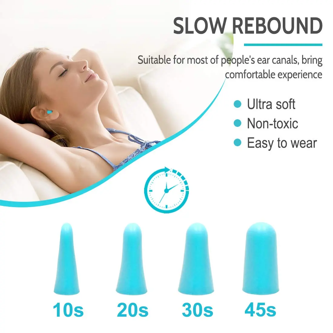 LYSIAN Soft Foam Ear Plugs for Sleeping, 60 Pairs, 38dB SNR, Lake Blue | Ultra Soft, Comfortable Fit for Sleep & Noise Reduction - view 2