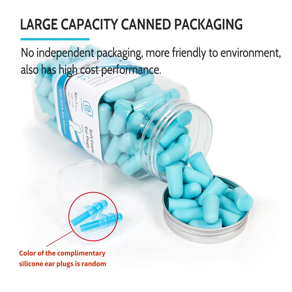 LYSIAN Soft Foam Ear Plugs for Sleeping, 60 Pairs, 38dB SNR, Lake Blue | Ultra Soft, Comfortable Fit for Sleep & Noise Reduction - view 4