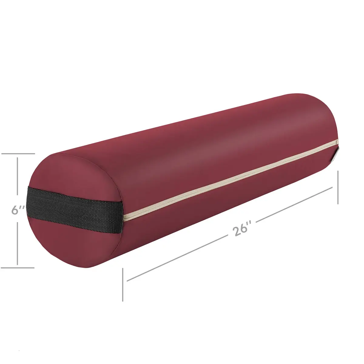 Saloniture Full Round Massage Table Bolster Pillow Pad - 26 x 6 Inch - Burgundy - view 3