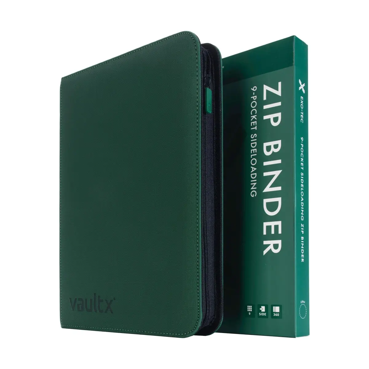 Vault X 9 Pocket Zip Trading Card Binder 360 Cards Exo-Tec Green | Durable, Water-Resistant, Acid-Free Storage - main product image