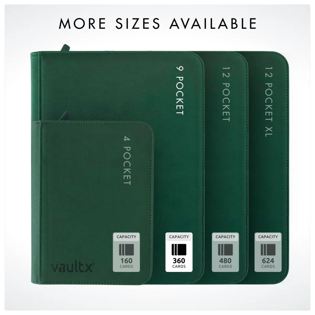 Vault X 9 Pocket Zip Trading Card Binder 360 Cards Exo-Tec Green | Durable, Water-Resistant, Acid-Free Storage - view 8