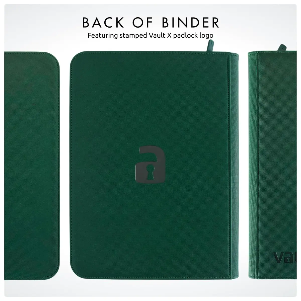 Vault X 9 Pocket Zip Trading Card Binder 360 Cards Exo-Tec Green | Durable, Water-Resistant, Acid-Free Storage - view 9