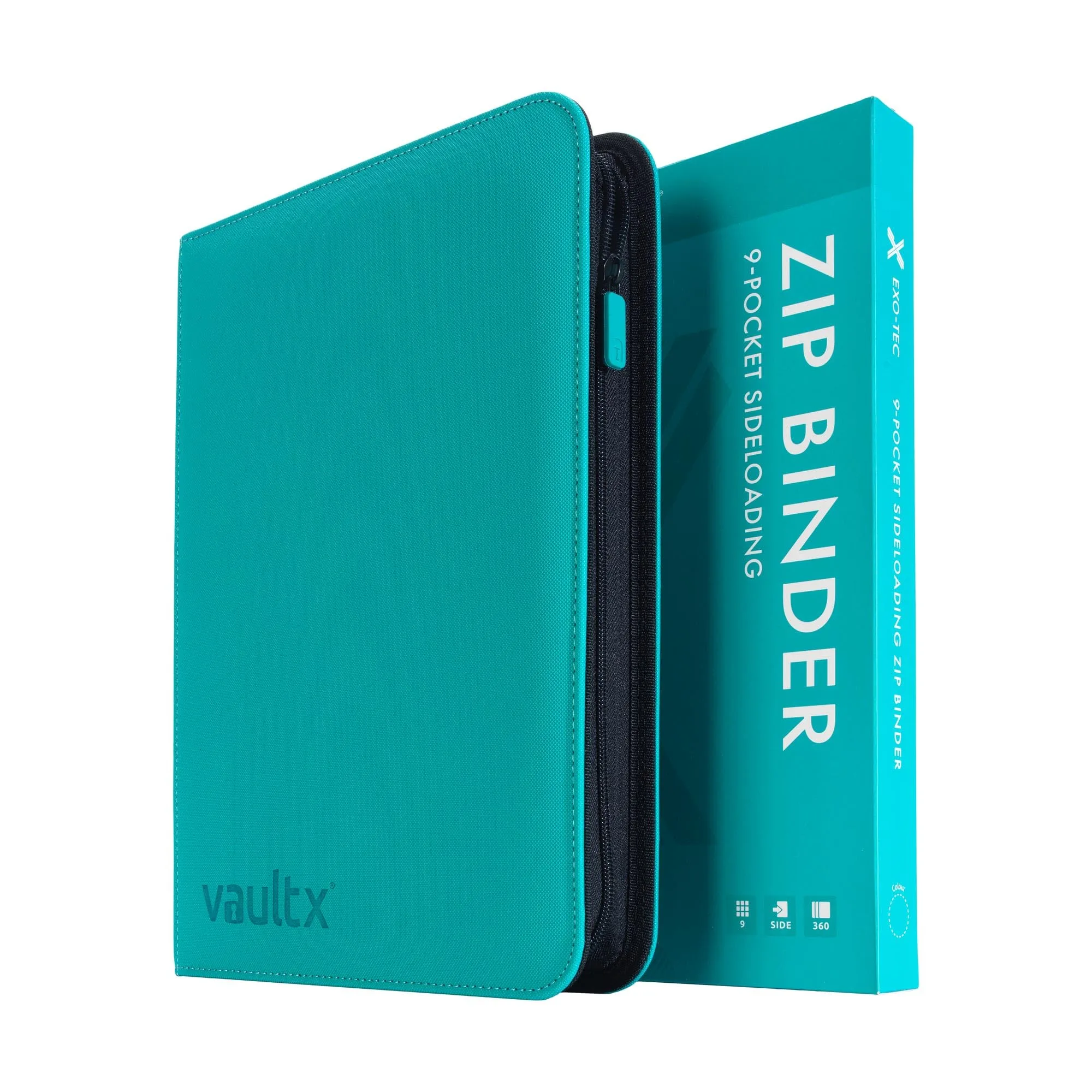 Vault X 9 Pocket Zip Binder Teal 360 Cards | Durable Exo-Tec Material for Card Protection - main product image