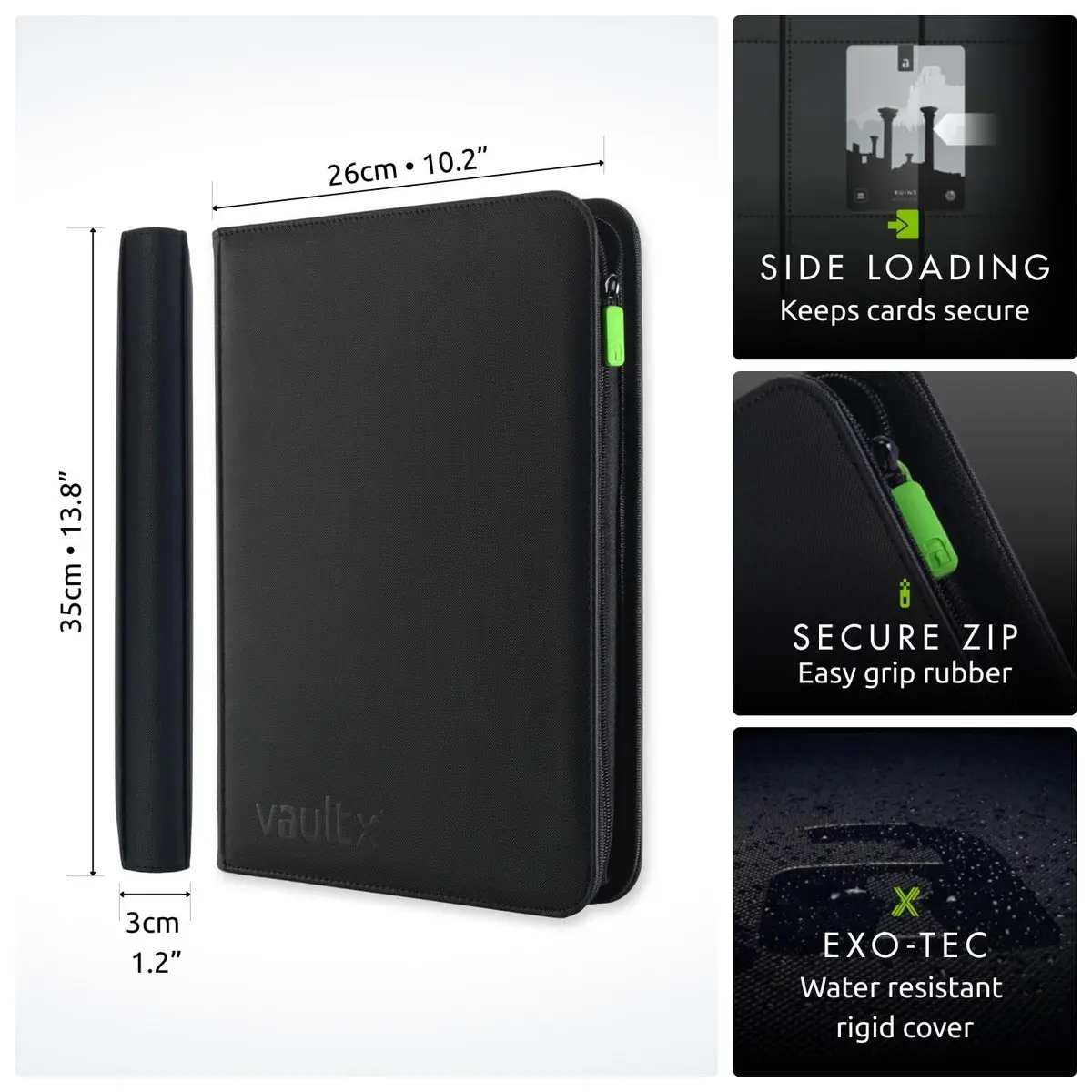 Vault X 9 Pocket Zip Trading Card Binder 360 Cards Exo-Tec (Teal) | Holds 360 Cards - view 2