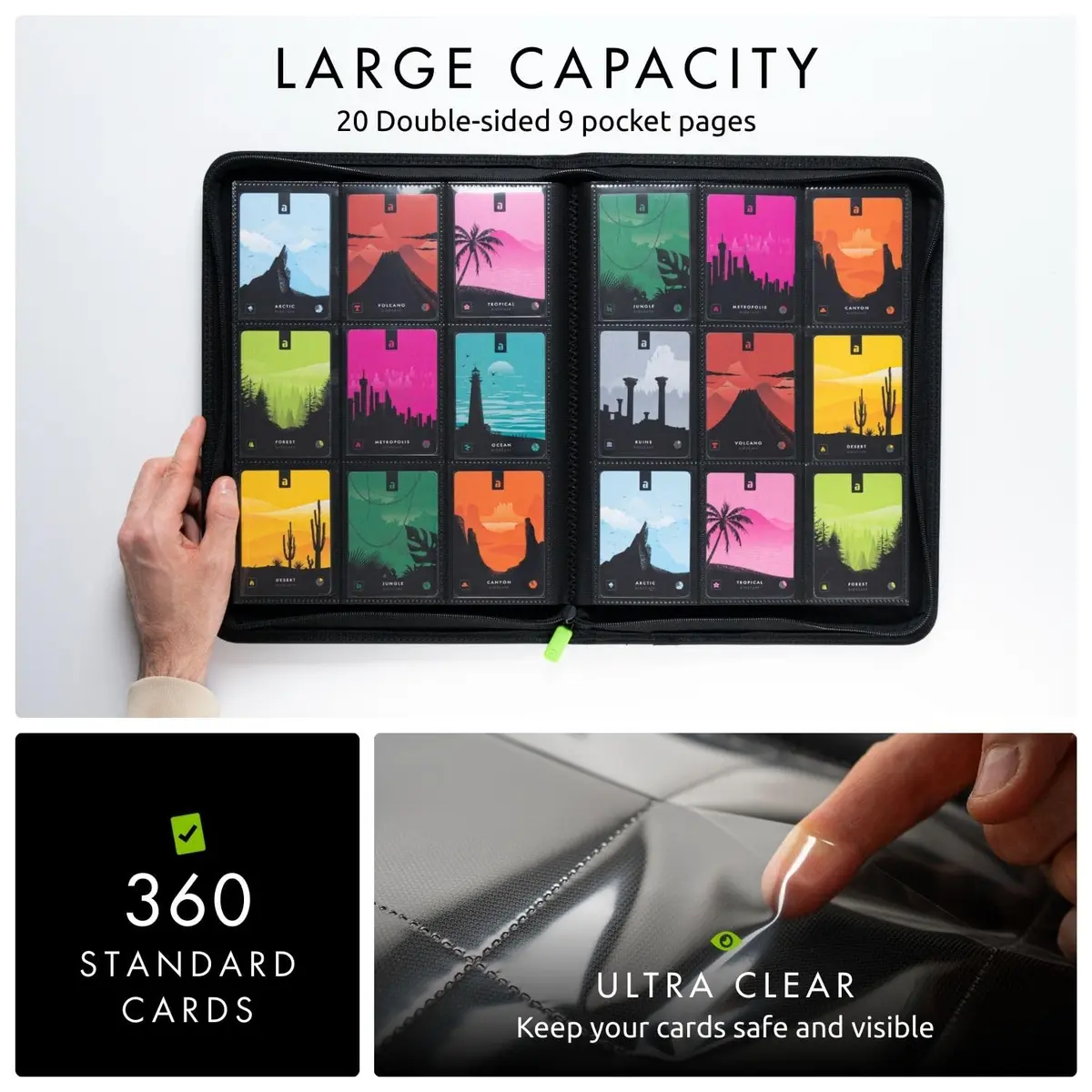 Vault X 9 Pocket Zip Trading Card Binder 360 Cards Exo-Tec (Teal) | Holds 360 Cards - view 4