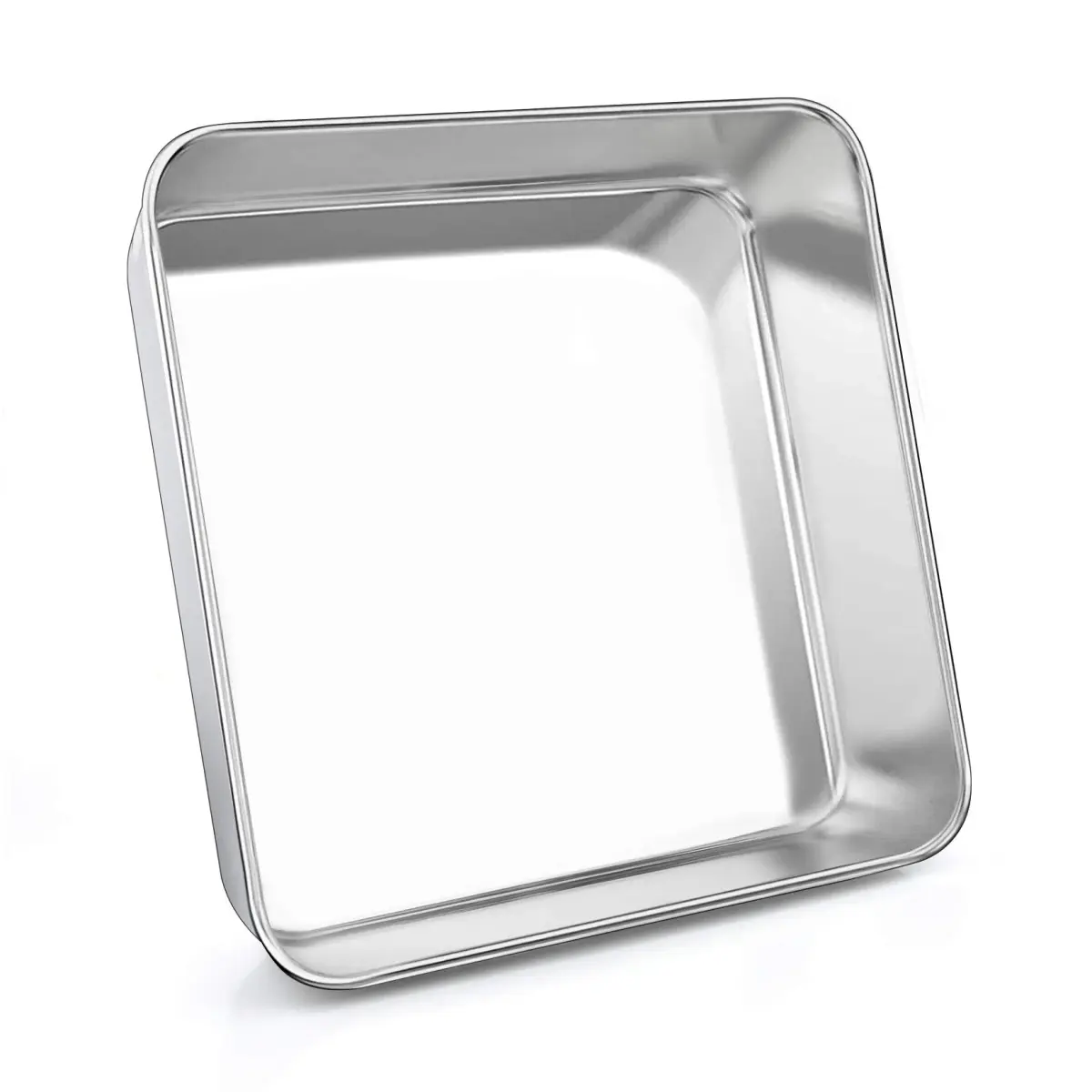 P&P CHEF Square Baking Pan 8x8 Inch (20.3x20.3 cm) | Heavy Duty Stainless Steel for Brownies & Cakes - view 7