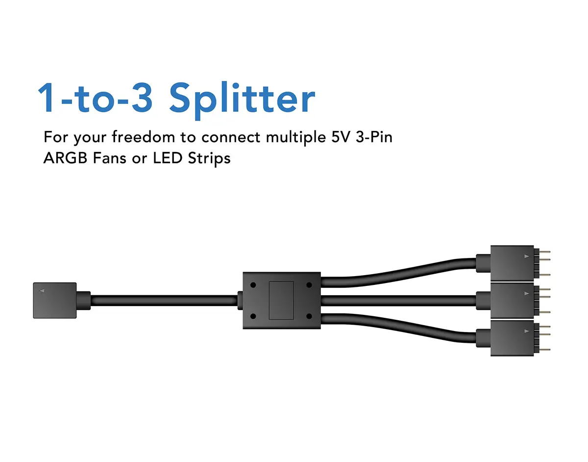 EZDIY-FAB 12V to 5V RGB Converter, 3-Way Splitter, SATA Connector, 50 Color Modes, 100x 5V LEDs | Built-in 50 Color Modes for RGB Control - view 3