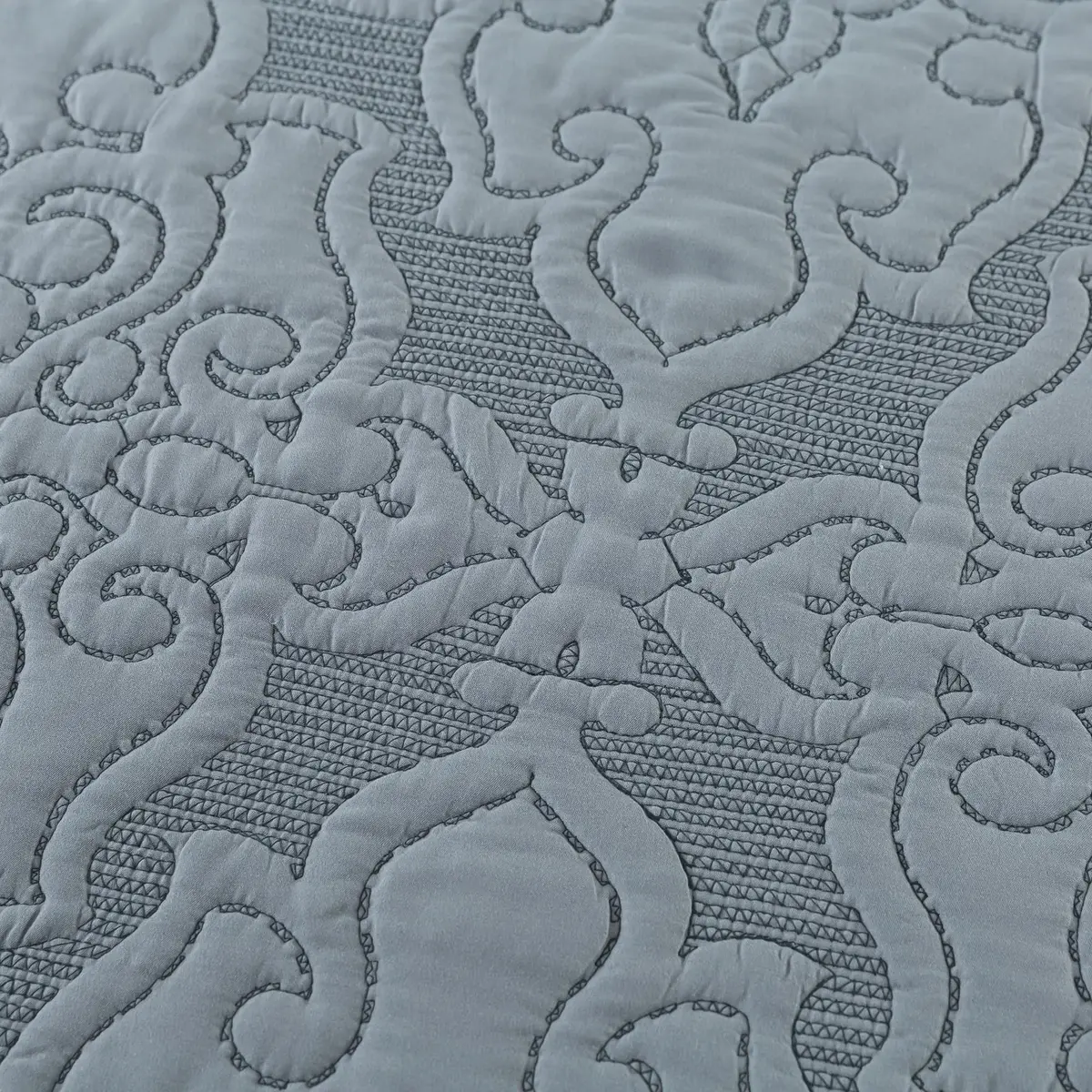 NEWLAKE Reversible Quilt Bedspread Embroidered Microfiber Coverlet Set,Jacquard Embossed Floral,Grey, King Size | All-Season Reversible Bedding - view 3