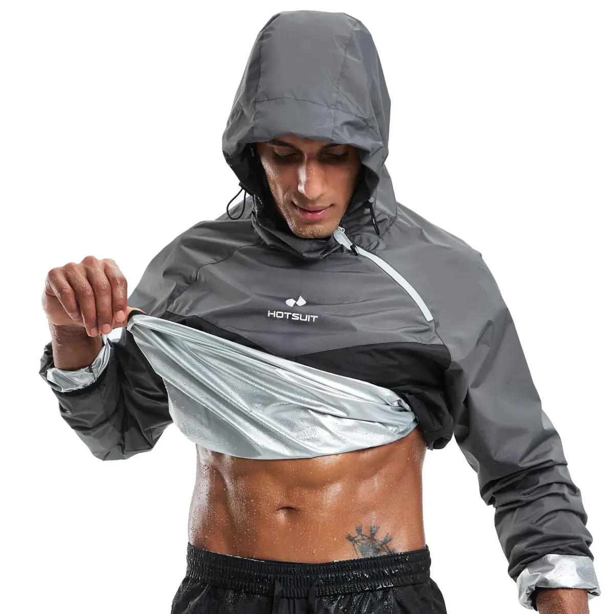 HOTSUIT Men's B. Gray Sauna Jacket for Weight Loss - Medium | Sweat 5x More - view 2