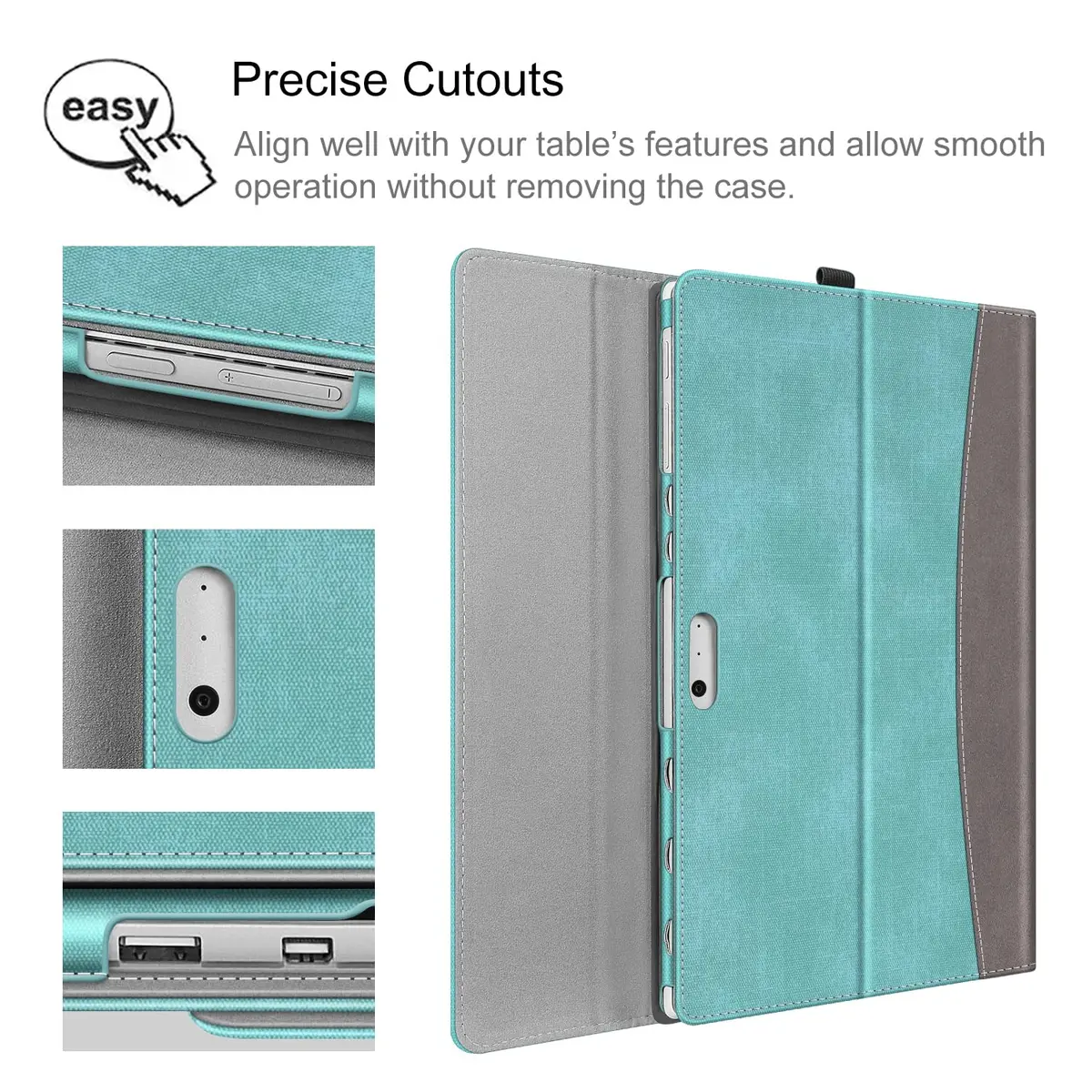 Fintie Case for Microsoft Surface Pro 7 Plus, Pro 7/6/5/4/3 12.3 inch Tablet | Turquoise, Built-in Kickstand, Stylus Holder - view 5