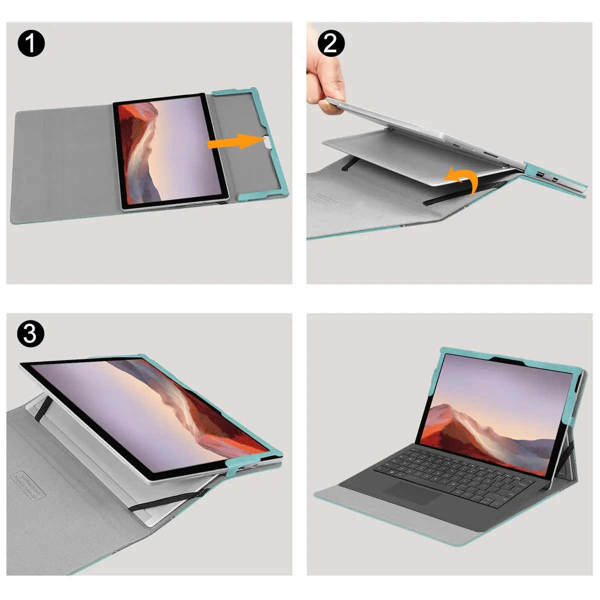 Fintie Case for Microsoft Surface Pro 7 Plus, Pro 7/6/5/4/3 12.3 inch Tablet | Turquoise, Built-in Kickstand, Stylus Holder - view 9