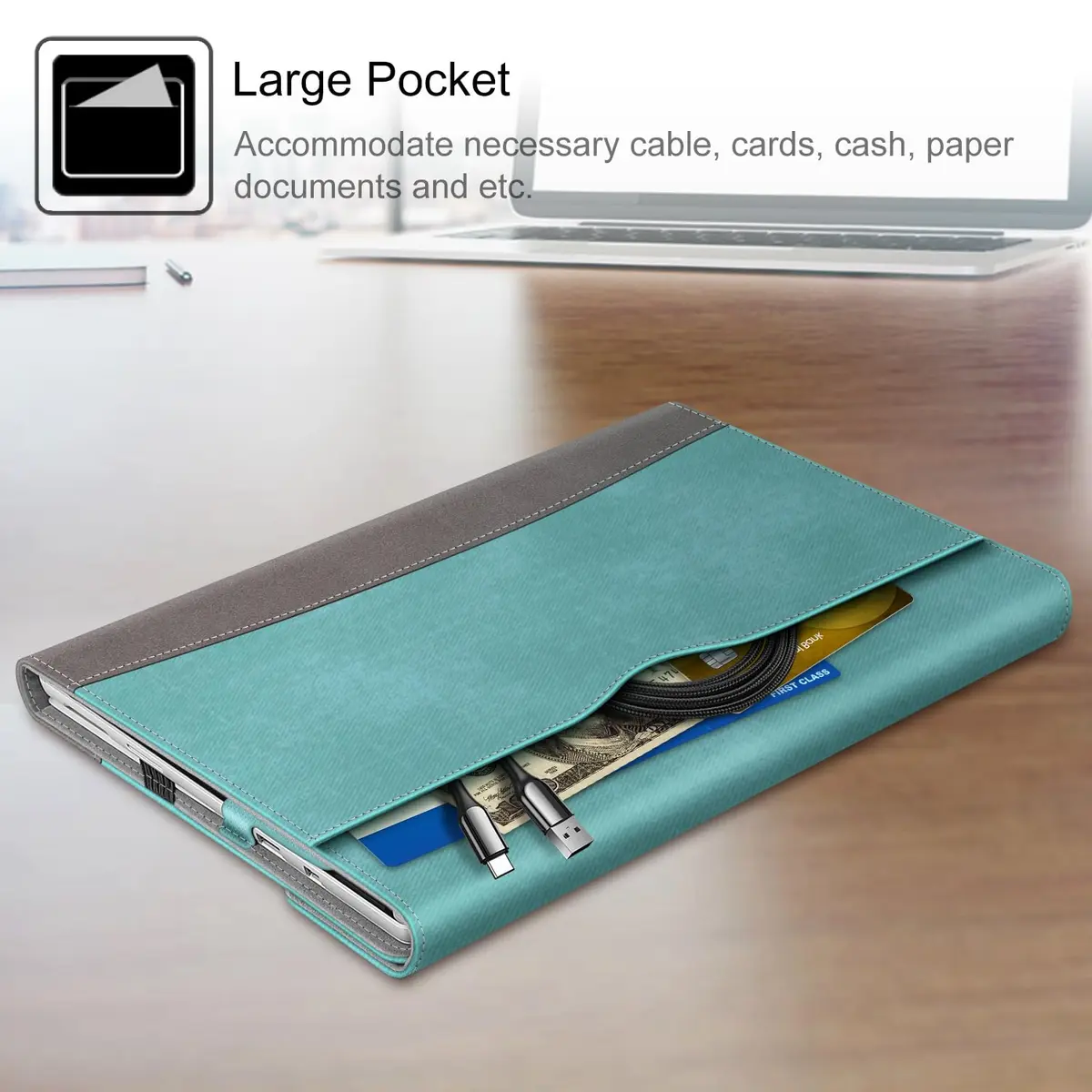Fintie Case for Microsoft Surface Pro 7 Plus, Pro 7/6/5/4/3 12.3 inch Tablet | Turquoise, Built-in Kickstand, Stylus Holder - view 4