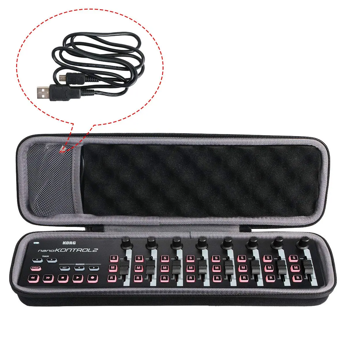 co2CREA Hard Case for Korg nanoKONTROL2 Slim-Line USB Control Surface | Shockproof EVA Travel Case - view 3